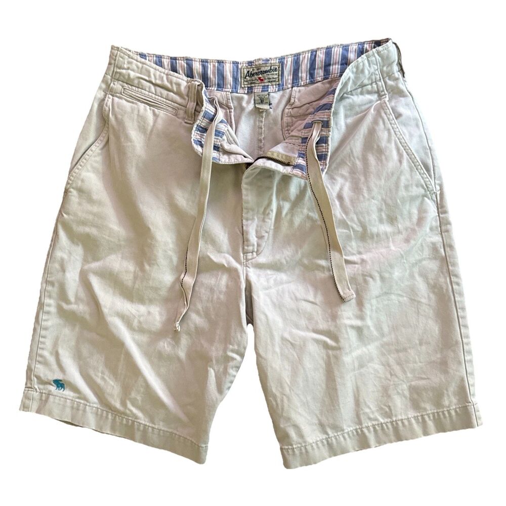 Y2k Abercrombie & Fitch Drawstring Shorts Mens Sz 31 Distressed 10.5" VTG Preppy